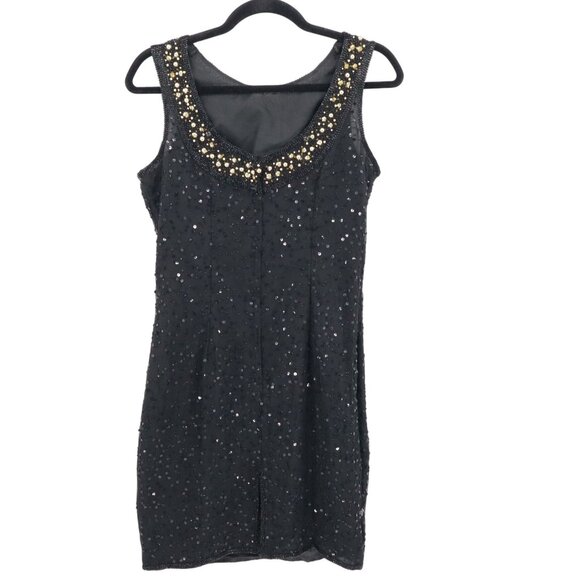 Stenay‎ Silk Beaded Dress Womens 8 Black Flapper Evening Wear Vintage 20's Style - Picture 3 of 16
